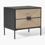 Boho-Chic Woven Nightstand with Matte Black Frame - Image 3