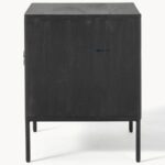 Boho-Chic Woven Nightstand with Matte Black Frame - Image 4