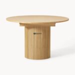 Round Solid Wood Dining Table with Fluted Pedestal Base - Image 2