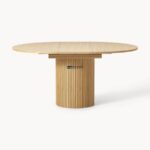 Round Solid Wood Dining Table with Fluted Pedestal Base - Image 4