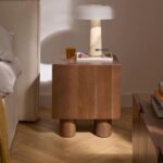 Architectural Walnut Cube Nightstand