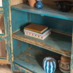 Vintage Blue Wood & Metal Glazed Display Cabinet - Image 4