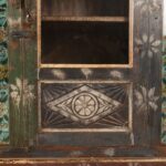 Carved & Painted Vintage Wooden Sideboard with Decorative Tiles - Image 6