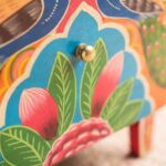 Sisika Hand-Painted Mango Wood Bedside Cabinet with 2 Drawers - Image 2