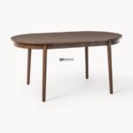 Oval Wooden Dining Table with Ribbed Edge (Walnut Finish) - Image 3