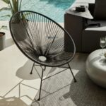 Outdoor Woven Rope Metal Accent Single Seater Chair