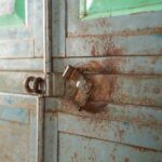 Vintage Grey & Green Metal Storage Cupboard - Image 4