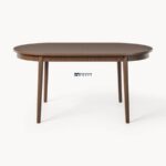 Oval Wooden Dining Table with Ribbed Edge (Walnut Finish) - Image 2