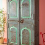 Vintage Grey & Green Metal Storage Cupboard - Image 5