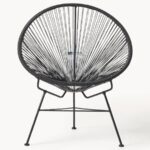 Outdoor Woven Rope Metal Accent Single Seater Chair - Image 5