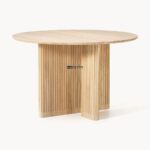 Round Solid Wood Dining Table with Fluted Panel Base - Image 3