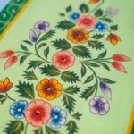 Green Floral Hand-Painted Wooden Cupboard with Drawer - Image 3