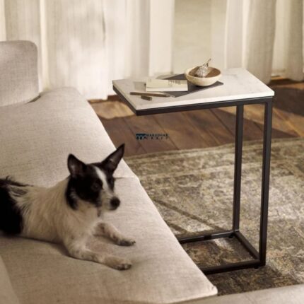 Modern Marble Top C-Shaped Side Table