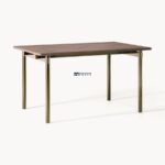 Modern Rectangular Wooden Dining Table with Metal Legs - Image 5
