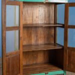 Turquoise Vintage Wooden Display Cabinet with Glass Panels - Image 2