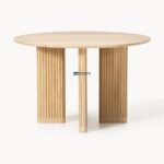 Round Solid Wood Dining Table with Fluted Panel Base - Image 6