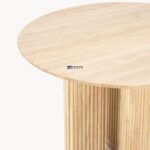Round Solid Wood Dining Table with Fluted Panel Base - Image 2