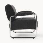 Modern Chrome Frame Upholstered Single Seater Chair with Ottoman - Image 5