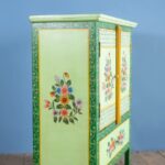 Green Floral Hand-Painted Wooden Cupboard with Drawer - Image 2