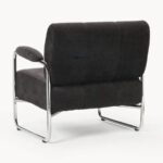 Modern Chrome Frame Upholstered Single Seater Chair with Ottoman - Image 2