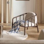 Modern Wooden Bouclé Lounge Single Seater Chair