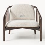 Modern Wooden Bouclé Lounge Single Seater Chair - Image 5