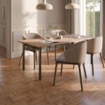 Modern Rectangular Wooden Dining Table with Metal Legs