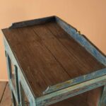 Vintage Blue Wooden Display Cabinet with Glass Panels - Image 5