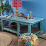 Light Blue Vintage Wooden Coffee Table