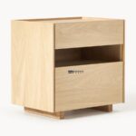 Craft Modern Oak Wood Bedside Table with Storage Drawer and Open Shelf - Image 3