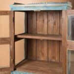 Vintage Blue Wooden Display Cabinet with Glass Panels - Image 6