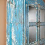 Vintage Blue Wooden Glazed Storage & Display Cabinet - Image 2