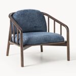 Modern Wooden Fabric Lounge Single Seater Chair - Image 2