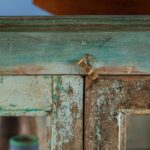 Vintage Pale Turquoise Wooden Display Cabinet with Glass Panels - Image 3