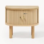 Oval Fluted Tambour Bedside Table - Image 2