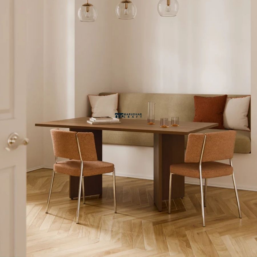 188 Rectangular Solid Wood Dining Table with Panel Legs (Dark Finish) - Image 1