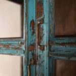 Vintage Blue Wooden Glazed Display Cabinet - Image 4