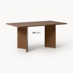 Rectangular Solid Wood Dining Table with Panel Legs (Dark Finish) - Image 3