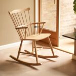 Marudhar Craft Natural Oak Spindle Back Rocking Chair
