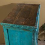 Ornate Vintage Blue Wooden Glazed Cabinet - Image 4