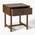 Mid-Century Modern Walnut Finish Bedside Table - Image 6