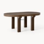 Round Solid Wood Dining Table with Sculptural Slatted Base - Image 3