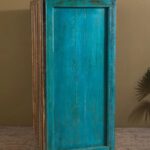 Ornate Vintage Blue Wooden Glazed Cabinet - Image 6