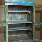 Ornate Vintage Blue Wooden Glazed Cabinet - Image 3
