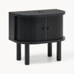 Mid-Century Modern Tambour Nightstand – Matte Black - Image 3
