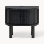 Mid-Century Modern Tambour Nightstand – Matte Black - Image 4