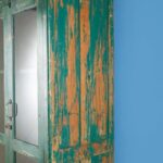 Green Vintage Wooden Glazed Display Cabinet - Image 4