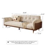 Wooden Frame Fabric 3-Seater Sofa (Ivory White) - Image 2