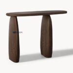 Modern Solid Wood Console Table with Sculpted Legs (Walnut Finish) - Image 3