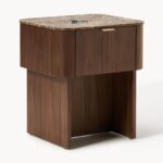 Ethereal Aura Marble Top Bedside Table - Image 2